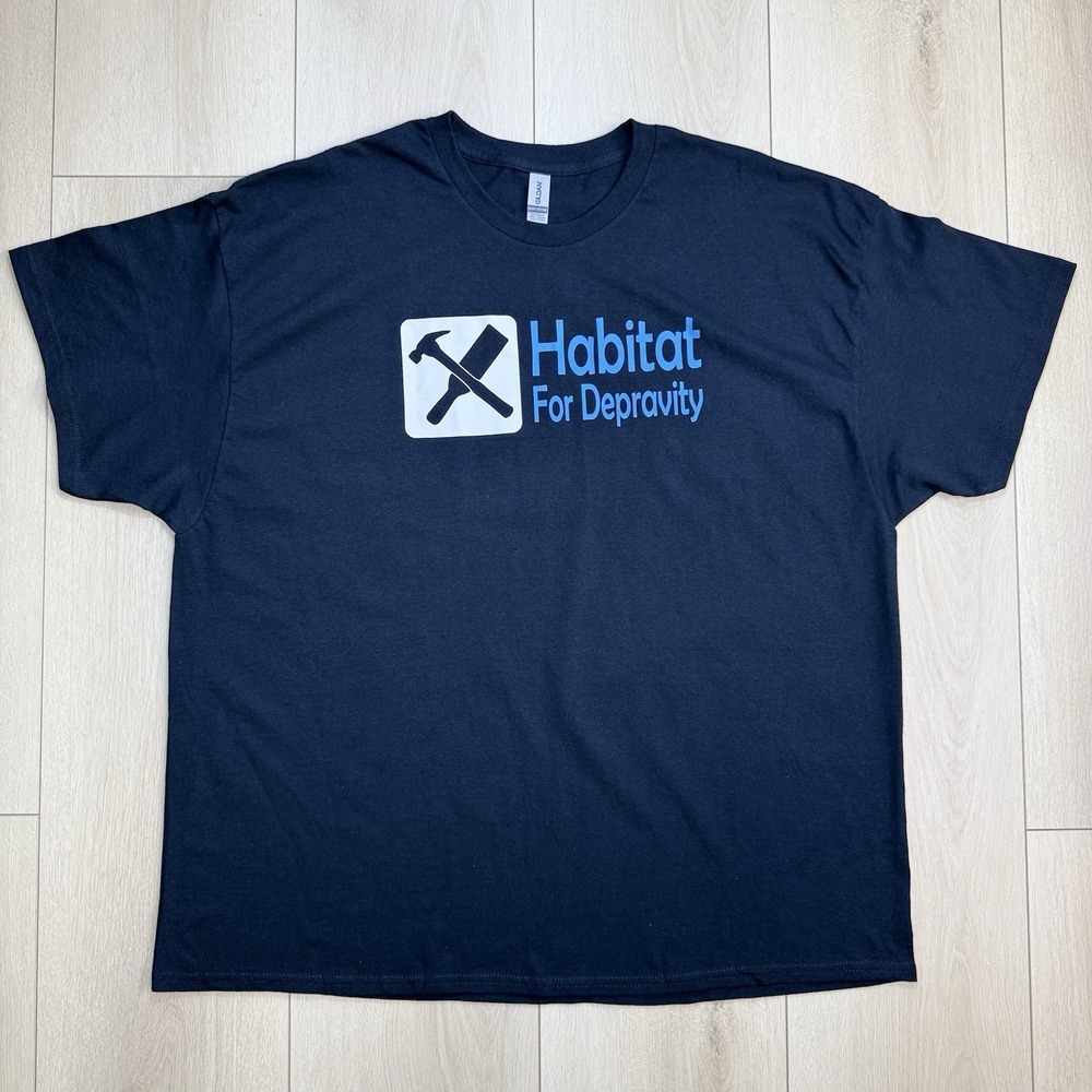 Gildan Mens 3XL Black Habitat For Depravity Graphic Tee Adult Humor Big Tall NWT